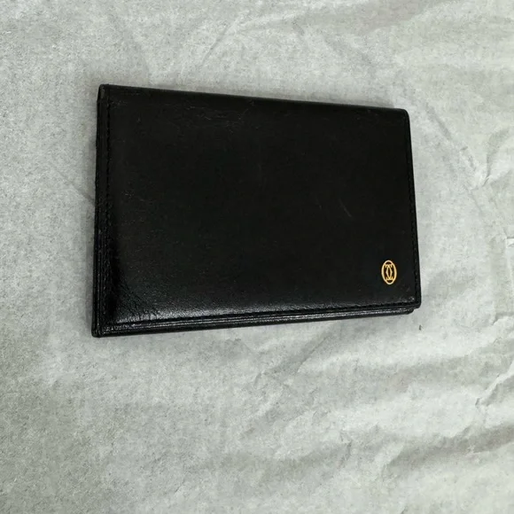 Cartier Pasha de Cartier Card Holder Card Case Black Leather Wallet AUTHENTIC - Picture 1 of 10